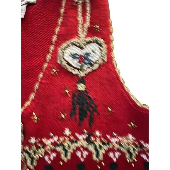 Vintage Christmas Sweater Vest Womens Large Beaded Embroidery Button Up Knit - Picture 6 of 10